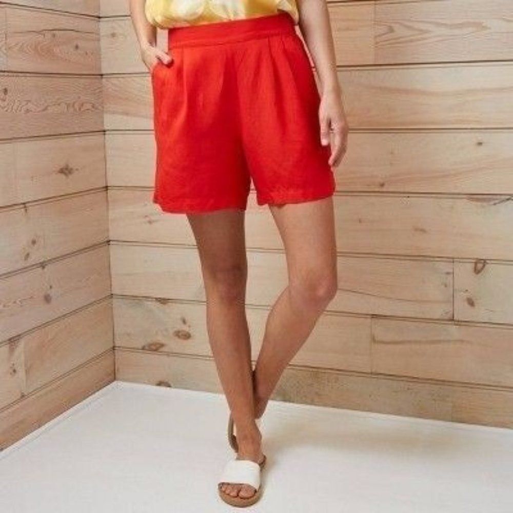 NWT Women's Mid-Rise Linen Pull-on Shorts - a New Day L